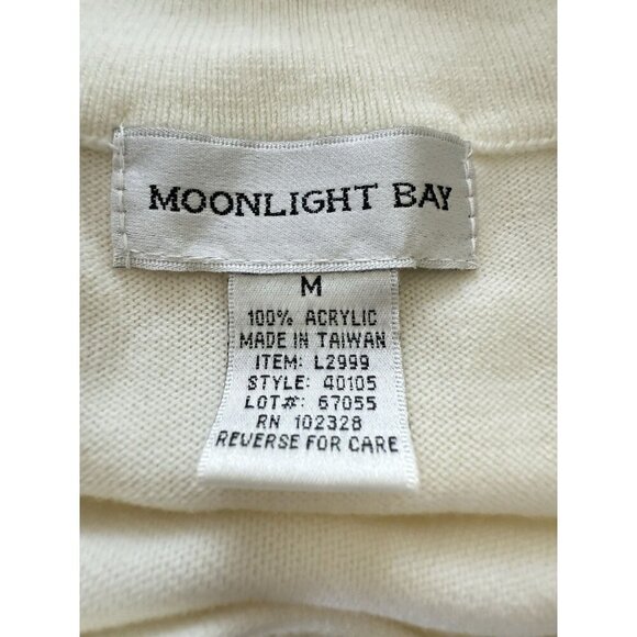 Pearl trim cardigan vest women luxury cozy size M cream IVORY MOONLIGHT BAY - Picture 4 of 8